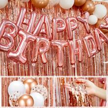 14-Piece Rose Gold Birthday Decor Kit: Includes "Happy Birthday" Banner, Tinsel Curtain Backdrop, 3D Butterflies, Rose Gold Heart Foil Balloons, Star Foil Balloons – Perfect For Women's Birthday Parties, Bridal Showers & Bachelorette Decorations