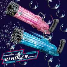 Byson 泡泡枪手持式 21 孔泡泡枪儿童玩具礼品套装电动加特林泡泡机带 LED 灯自动肥皂泡泡吹器万圣节派对
