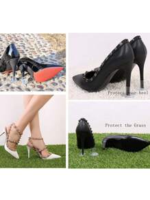 1 paire/set de capuchons pour talons hauts, transparents et antidérapants, amortisseurs, couvre-chaussures de protection pour les chaussures à talons hauts, silencieux, résistants à l'usure, antidérapants et réducteurs de bruit, pour le mariage sur herbe, le bureau, les fêtes