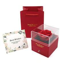 1pc Rose Flower Black Gift Box, Acrylic Jewelry Box For Necklace & Earring Set - Multicolor - View 13