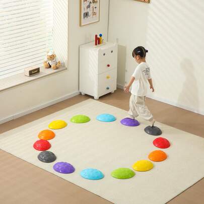 Set de 4 piezas/5 piezas/6 piezas de piedras de equilibrio, bloques de equilibrio antideslizantes, curso de entrenamiento de obstáculos para interiores/exteriores, equipo de fitness para niños, juguetes sensoriales para niños, equipo de fitness para interiores/exteriores para promover el equilibrio, la coordinación y la fuerza de los niños, regalo de Navidad