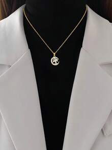 1 件 S925 纯银时尚个性化方晶锆石大树项链，女士简约空心生命树吊坠项链，奢华锁骨链，理想礼物