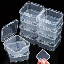6pcs/3pcs./1pc Storage Box Plastic Storage Box, Square Transparent Plastic Storage Box With Lid - Durable, Seamless Storage Box For Jewelry, Hardware, Earplugs And Small Accessories - Multi-Purpose, Wear-Resistant, Jewelry Storage Box, Desktop Storage Sticker Storage Box