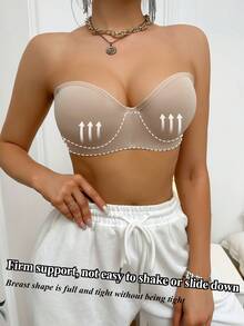 Peach Girl Beige Half-Cup Bra For Women With Detachable Straps, Off-The-Shoulder Invisible Glossy Comfortable Bra - Beige - View 9