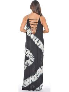 Tie Dye Spaghetti Strap Maxi Dress - Black - View 3