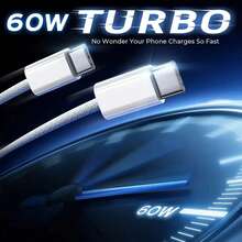 PD 60W Dual USB C Fast Charging Cable Compatible With IPhone 16 15 Pro Max 15 Plus POCO Type C To Type C Quick Charger Braided Cord Data Line With Box - Light Grey - View 2