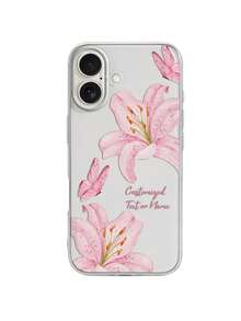 1pc Customized Floral Pattern Phone Case With Name Text, Anti-Drop Clear Case Compatible With IPhone 11/12/13/14/15/16/16Pro/16Plus/16ProMax, Great Gift For Family And Friends - Clear - View 7