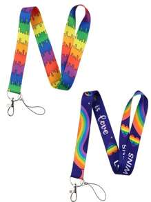 2pcs (1 Lanyard + 1 Card Holder) Colorful Cartoon Lanyard With Card Holder, For Keys, Key Chain, Badge, ID Card, Credit Card, Passcard, Cord, Rope, Phone Charm, Accessories, Detachable,School Supplies,Back To School