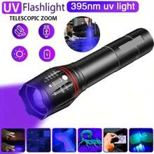 [UV LED Flashlight] Zoom In & Out Alloy Body ▎3 Brightness Modes + USB Charging Life Waterproof Crime Scene/Currency/Pet Urine Detection Multifunctional Tool
