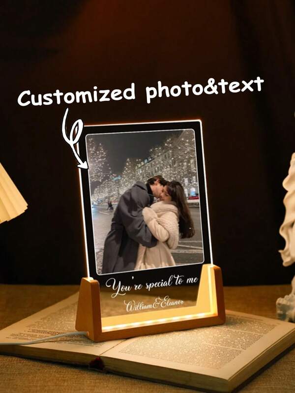 1 Personalized Photo Night Light Plaque, Couple Light, Customized Acrylic Frame, Bedroom Decoration, Customized LED Night Light, Gift For Him And His Friends, Family And Relatives, Customized Photo Text, Six Styles To Choose From, Customized Small Night Light,Tools & Home Improvement,Christmas Home Atmosphere