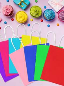 Colorful Gift Bags, 8 Color Party Favor Bags With Handles For Weddings, Birthdays, Party Supplies And Gifts Rainbow