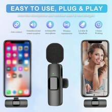 Wireless Lavalier Lapel Microphone For Iphone TypeC Android Camera Plug-Play Professional Noise Reduction Recording Clip Mic For Creator Interview