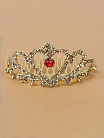 1 件新娘水钻铜爪合金心形发饰，多功能发冠头饰，婚纱发夹