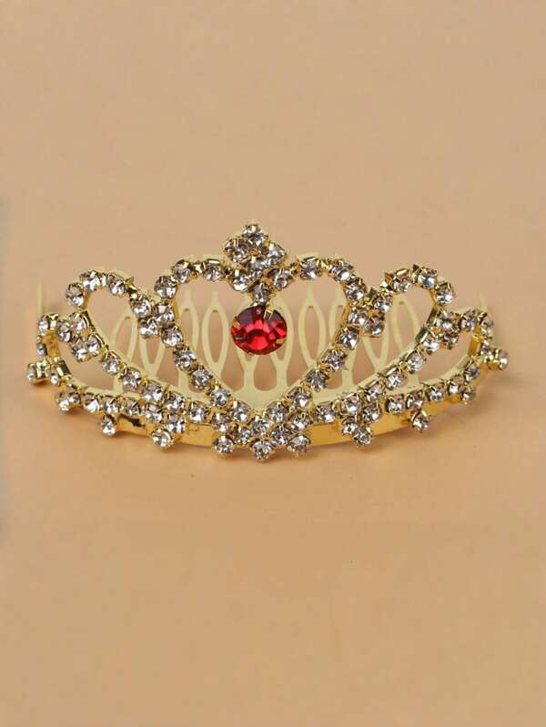 1pc Bridal Rhinestone Copper Claws Alloy Heart Shape Hair Accessory, Versatile Hair Crown Headpiece, Wedding Dress Hair Clip