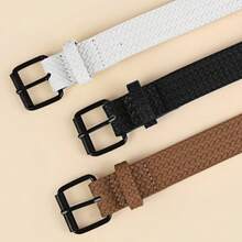 1件装[2025新款]男士弹力编织腰带 - 免打孔合金针扣，可调节弹力腰带，休闲帆布时尚腰带，四季皆宜，商务配饰，休闲、商务、男友、丈夫、父亲、男士礼物，日常穿着、时尚、青少年、户外、度假、运动、旅行、街头、波西米亚风、复古秋季、万圣节秋冬配饰，适合青少年、青年、男士，休闲、户外、运动、度假、毕业礼物、生日礼物、日常穿着 - 彩色 - 查看 3