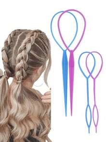 4 件套 Topsy Tail 美发工具 - 马尾辫制作器、法式辫子环和发型设计礼物，适合拥有一切的人 - 彩色 - 查看 1