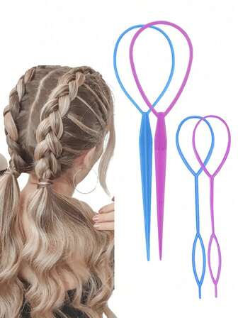 4 st Topsy Tail Hair Tool - Hästsvansverktyg, Fransk Fläta och Hårstylingpresent till den som har allt