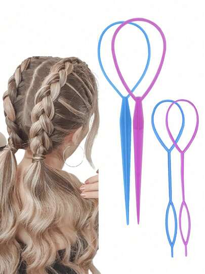 4 件套 Topsy Tail 美发工具 - 马尾辫制作器、法式辫子环和发型设计礼物，适合拥有一切的人