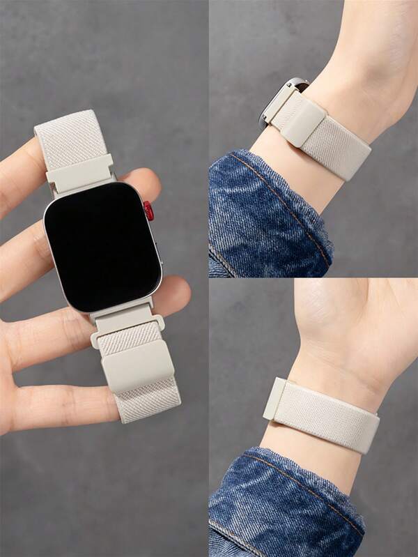 1 قطعة شريط ساعة مغناطيسي منسوج مرن، متوافق مع ساعة هواوي فيت 1/فيت 2/فيت 3/فيت 4/4 برو الذكية