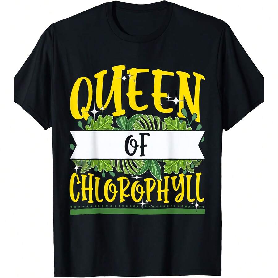 Queen Of Chlorophyll Biology Green Plants Lover Supplement T-Shir-100% Cotton T-Shirt 180gT-Shirt - Black - View 1