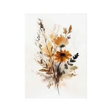 1pc Scandinavian Minimalist Aesthetic Wall Art Neutral Watercolor Wildflowers Plants Poster Prints Home Bedroom Living Room Modern Decor Gift Optional Frame