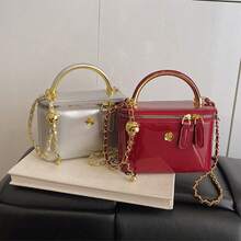 Sparkling Small Square Bag Chain Light Luxury Bag New Model Simple Box Bag Shoulder Bag Dating Essential Perfect Match Your Dress Style Send The Best Gift To Yourself And Your Family - Burgundy - View 3