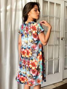 Vestido Elegante 3D Floral Sin Mangas – Look Romántico y Fresco para Verano - Rojo - Ver 2