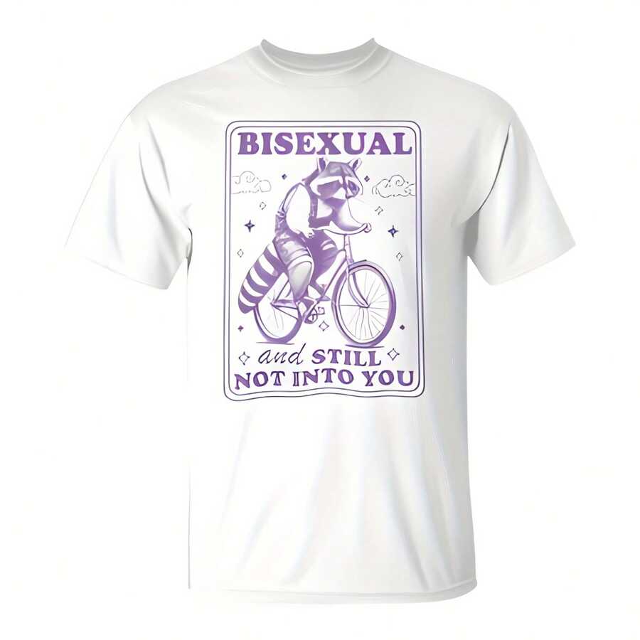 Camiseta de orgullo bisexual de 220g de algodón con cuello de tripulación y con diseño sutil de tipografía "Bisexual y aún no estoy interesado en ti" y colores pastel. Estilo sutil de Y2K que se encuentra con un estilo natural, ideal para mujeres jóvenes que buscan una calma. Un gran regalo para un alma gentil. Uso diario casual pero elegante para paseos por el jardín, citas de café, museos de arte o rincones de lectura. - Blanco - Ver 1