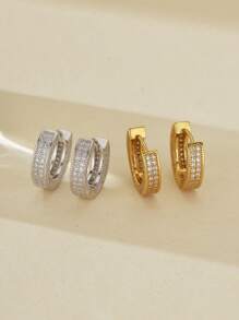 Ewell Luxury Elegant Unique Fashionable Designer 925 Sterling Silver 18k Gold Plated Zirconia Round Hoop Earrings For Women Daily Wear