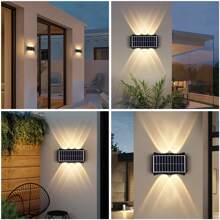 Große wasserdichte Solar-Wegbeleuchtung für Outdoor, kabellose Außenwandleuchte für Garten Beleuchtung, RGB einstellbare LED Wandlaterne für Hof, Terrasse, Veranda, Weg, Zufahrt