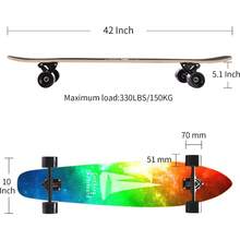 Seething 42 Inch Longboard Skateboard Complete Cruiser Pintail,The Original Artisan Maple Skateboard Cruiser Pintail For Cruising, Carving, Free-Style And Downhill - Oceans of Stars - View 2