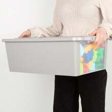 Curver 26L 儲物盒，帶點擊式蓋子，可堆疊設計，55x35x19 厘米，灰色，非常適合整理壁櫥、架子和儲藏室，結構堅固而現代，方便取用內容物，非常適合家庭或辦公室✅ 24/48 小時送貨到西班牙（半島） - 彩色 - 查看 3