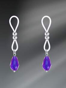 CIZME Faux Nipple Piercing Fake Nipple Rings Fake Nipple Piercing, Y2K Heart White Pearl Flower Bowknot Dangle Pink Purple Blue Beaded Ball Clip On Nipple Rings Non Piercing For Women Stainless Steel Rubber Faux Nipple Piercing