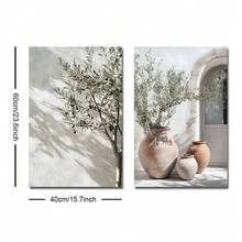 Set Of 2 Unframed Neutral Boho Cactus Olive Tree Wall Art Poster Canvas Print Minimalist Mediterranean Travel Painting For Apartment,Living Room,Bedroom,Modern Home Decoration - Multicolor - View 11