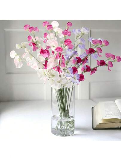 3PCS Artificial Flower Simulation, Real Touch Artificial Sweet Pea Flowers -Artificial Hellebores Flowers Bouquet, Wedding And Engagement Plastic Floral Arrangement, Home Decor Faux Plants, Premium Oxidation Resistant, Long-Lasting, And Delicately Crafted For Wedding Arrangements, Bridal Bouquets, Garden, Yard, And Home Decor - Best Gift For Valentine's Day, Easter, Mother's Day, Father's Day