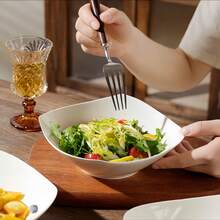 10 piezas Tazones blancos, material de PP Platos cuadrados reutilizables de 8 pulgadas, aptos para microondas y lavavajillas, adecuados para cocina, postres, frutas, ensaladas, sopas, vajilla para comidas al aire libre, regalo para Navidad, Año Nuevo, Festival de Primavera, tazones de caramelos