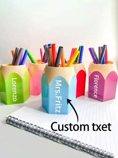 1pc Personalized Pen Holder, Custom Logo & Name Stationery Storage Box, Decor For Kids Room, School Season, Graduation, Children's Day, Birthday Party, Teacher's Day Back To School