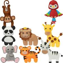 6/8 件儿童缝纫工艺套装毛毡动物儿童生日礼物益智玩具毛绒动物套装 DIY 套装适合男孩和女孩 - 彩色 - 查看 14