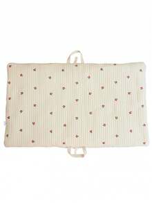 Thick New Born Baby Embroidered Cotton Breathable Nap Folding Portable Mattress Pad For Outdoor Picnic Camping, Carry Handle