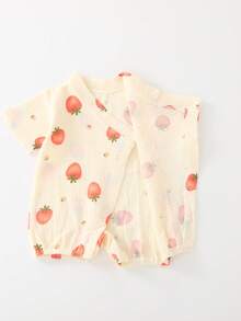 Baby Mädchen Sommer Kurzarm Bodysuit Dünne Gaze Bodysuit Neugeborenen Kimono Stil Kleinkind Outfit Weich Atmungsaktiv Baby Ideal für den Außenbereich Sanft zur Babyhaut