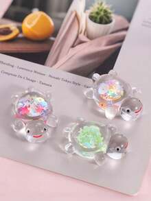 20pcs Luminous Mini Resin Turtles,Colorful Confetti Resin Turtle Statues,Luminous Glitter Sea Turtle Pendants,Sea Turtles Figurines Glow In The Dark Mini Resin Animals,Glow In The Dark Turtle Pendant,Embedded Shiny Sequins Design For DIY Jewelry Making, Necklace, Earrings, Keychain, Home Decor,Halloween Decorations - Multicolor - View 7