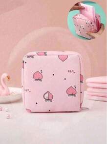 Super Cute Portable Cartoon Feminine Pad Holder Organizer Pouch, Women Girls Period Sanitary Napkin Bag For Coins, Cosmetics, Tissues And Other Small Items, Suitable For Ladies Business Trip, Travel, Students Back To School (Print Pattern Position May Vary) Holiday Camping Holiday Essentials Vacation Accessories Travel Holiday Essentials Beach Bag Travel Essentials