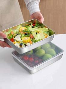 1/2/3 Stücke Edelstahl Lebensmittel Aufbewahrungsbehälter Set mit Einzeldeckel - Große Kapazität, wiederverwendbare quadratische Bento Boxen, auslaufsichere Lunch Box Aufbewahrungsschalen für Büroarbeiter, Restaurants, Fitnessstudios