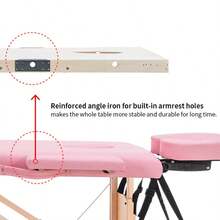 Massage Table Massage Bed 3 Folding Portable Salon Spa Bed Lash Bed For Eyelash Extensions Beauty Tattoo Table Adjustable Height With Carry Case,Lightweight,Pink Color - Pink - View 6