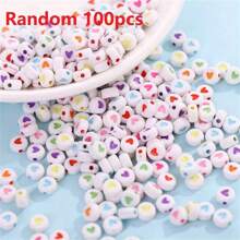 100pcs/Pack 7mm Multi-Color Heart Shaped Acrylic Beads For DIY Jewelry Making, Cute Acrylic Bead Set For Bracelets And Necklaces, Craft Supplies Without Power Required