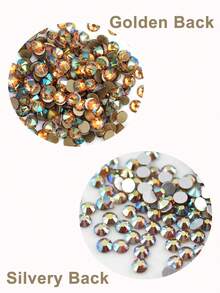 黎明/香槟金色 S3-SS20 1440 件免烫玻璃水钻散装用于工艺指甲舞蹈服装 DIY 衣服衬衫鞋子闪光装饰礼品平背圆形，免烫水钻超闪光水晶美甲水钻平背透明免烫半圆形水钻胶粘美甲装饰用于美甲 DIY - 彩色 - 查看 22