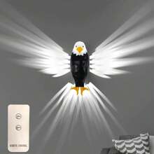 1 luminária de parede em formato de águia americana, alimentada por pilhas AAA (enviada sem pilhas), com controle remoto, adequada para parede, mesa, quarto, corredor, sala de estar, varanda, luzes com controle remoto