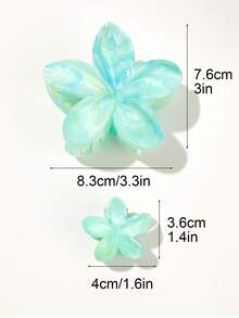 3 件套春夏波西米亚风格渐变绿色大理石图案装饰花发夹，适合海滩度假发夹爪夹发夹发夹发夹，休闲秋冬发饰，适合女士度假装扮 - 大理石碧綠 - 查看 4