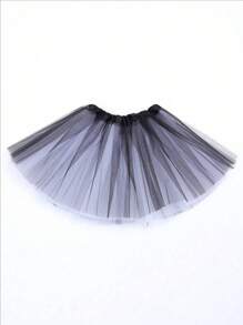 1pc Colorblock Mesh Tutu Skirt, 12inch For Teens, 16inch For Adults, Versatile Party, Running, Ballet, Stage, Halloween, Christmas, Carnival Costume, Multi-Layer, Mesh Princess Skirt