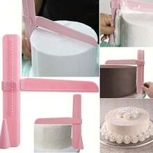 1 pieza Nivelador de pastel de altura ajustable, espátula para pastel recubierta de plástico, herramienta para alisar pasteles, herramienta de repostería para decoración de pasteles - Alisador de pasteles de altura - Ver 6